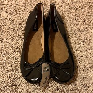 Totes Black Puddle Flats with Bow Detail